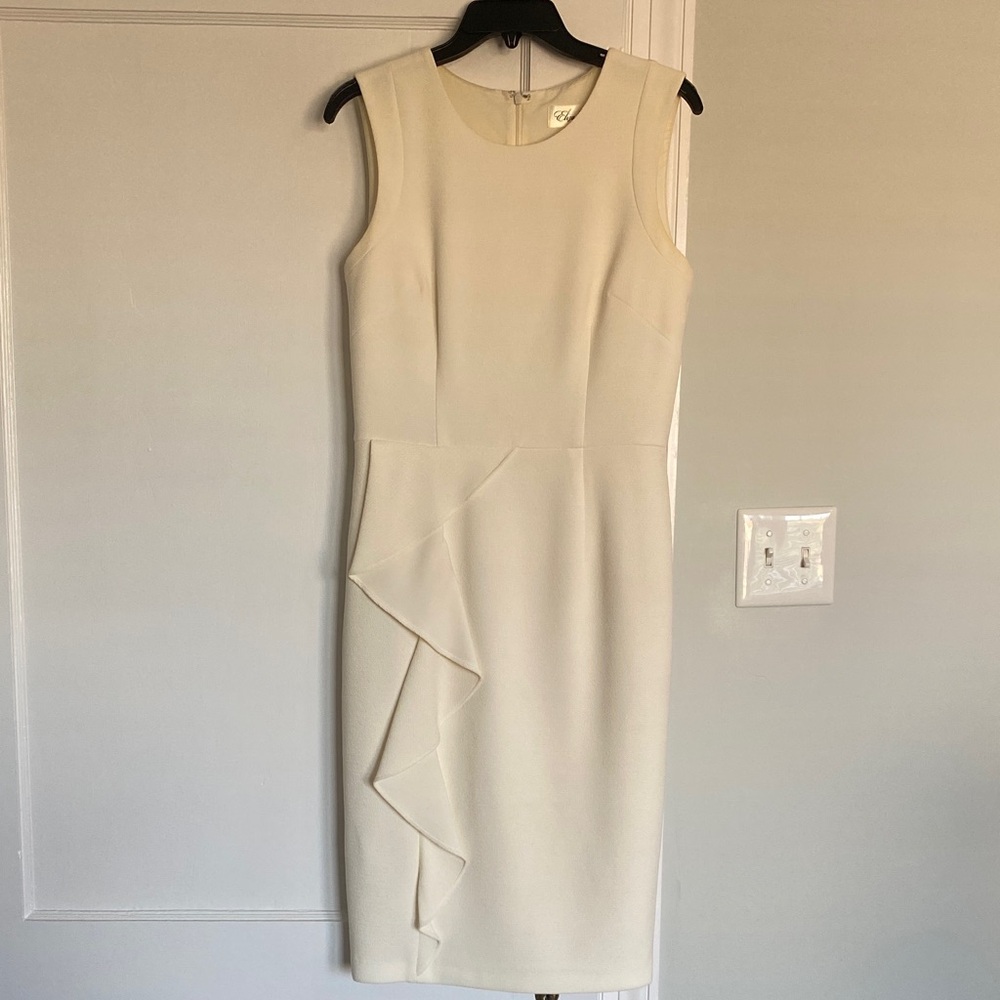 Eliza J Cream Ruffle Midi Dress